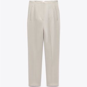 Zara Womens High Waisted Pants - Oyster White Size Small